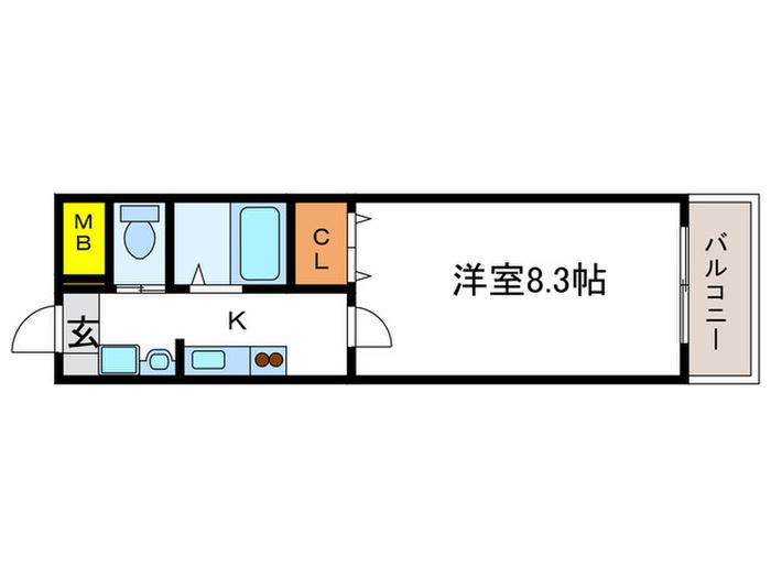 ジュネス桂(1K/2階)の間取り写真