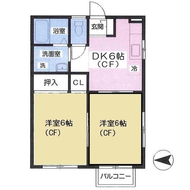 ブランメルイズミC(2DK/2階)の間取り写真