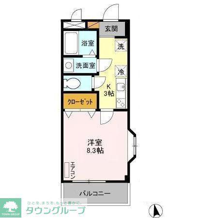 ボヌール柏の葉キャンパス(1K/2階)の間取り写真