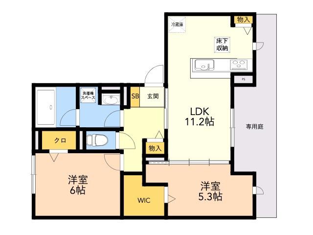 メゾン ココル(2LDK/1階)の間取り写真