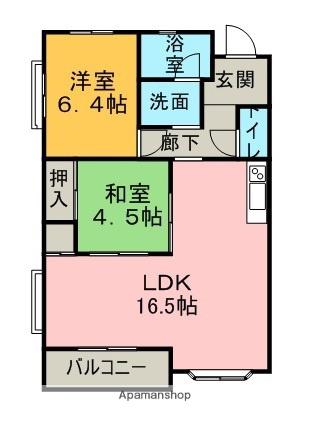 ファミールオオタ(2LDK/1階)の間取り写真