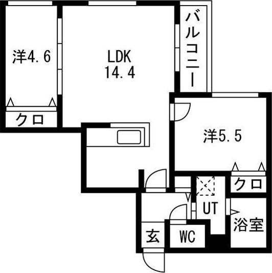 ブランシャールEK南郷通18丁目(2LDK/4階)の間取り写真