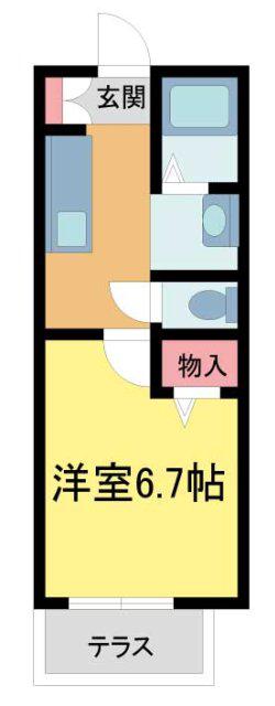 ディアス三条(1K/1階)の間取り写真