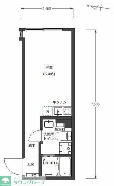 BASE三ツ沢下町(ワンルーム/3階)の間取り写真