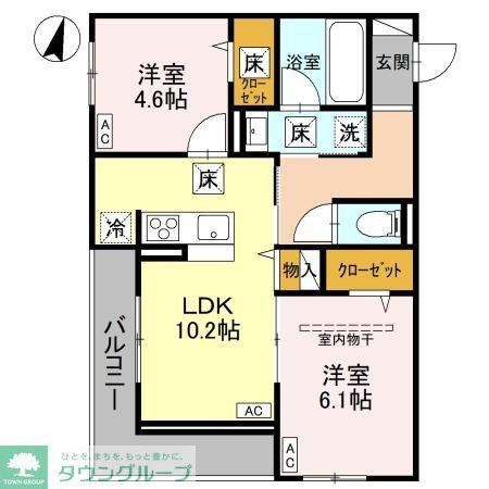 NOBLE VILLA東大成(2LDK/3階)の間取り写真