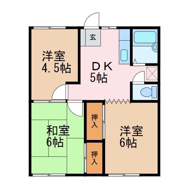 ファミーユ菅野(3DK/2階)の間取り写真