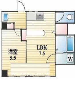 松尾ビル(1LDK/1階)の間取り写真