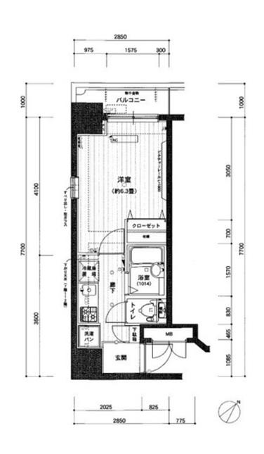 アフェクシオン日本橋人形町(1K/5階)の間取り写真