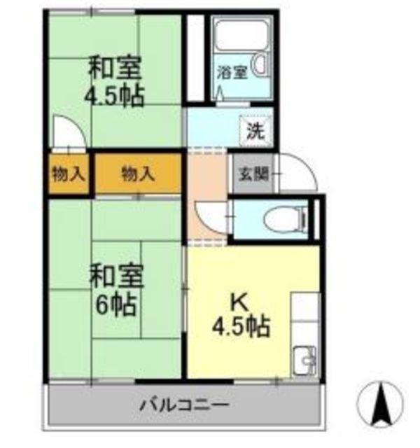 プレジール板谷(2K/2階)の間取り写真