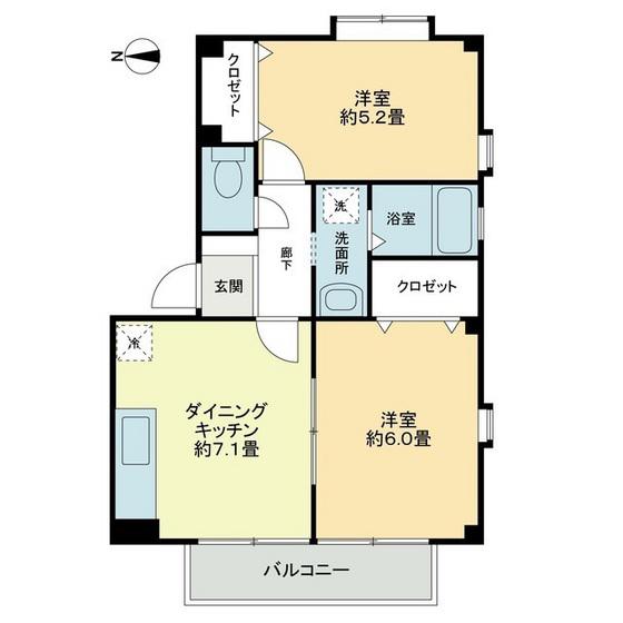 フォブール藤(2DK/2階)の間取り写真