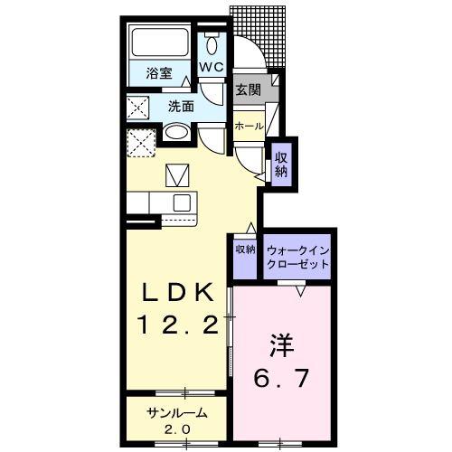 プラシード N II(1LDK/1階)の間取り写真