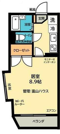鴨池富山ビル(1K/2階)の間取り写真