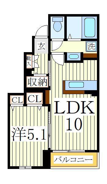 ベルメゾン(1LDK/1階)の間取り写真