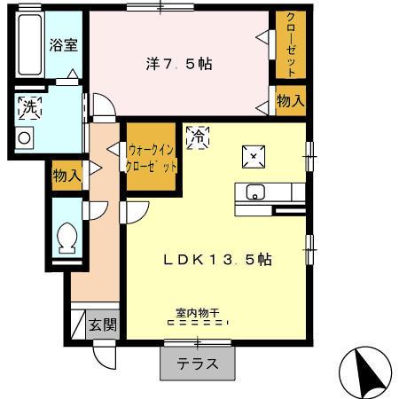 パステルプラザ長良公園 A(1LDK/1階)の間取り写真