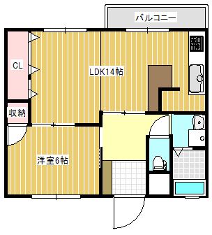 第二グローリーマンション(1LDK/4階)の間取り写真