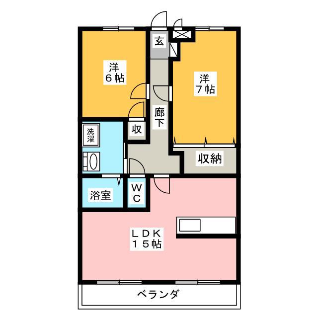 ハートフルマンションNO1(2LDK/4階)の間取り写真