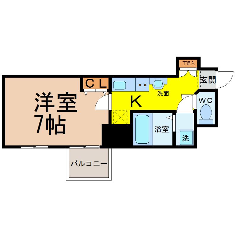 レジデンス名古屋千代田(1K/9階)の間取り写真