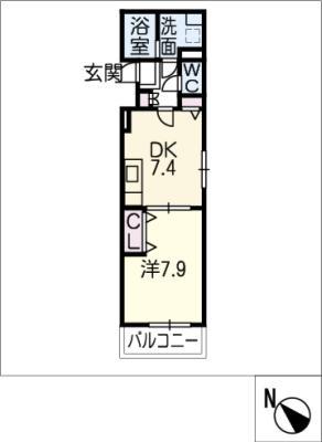 阿倉川COSMOS II(1DK/3階)の間取り写真