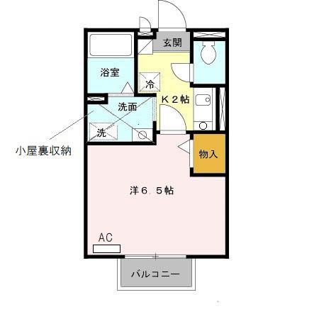 セジュール山添B(1K/1階)の間取り写真
