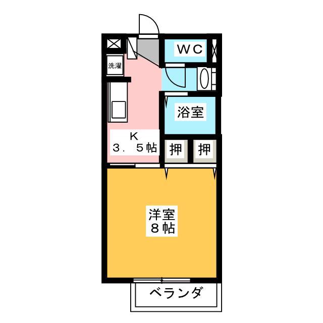 ツインアベニュー B棟(1K/1階)の間取り写真