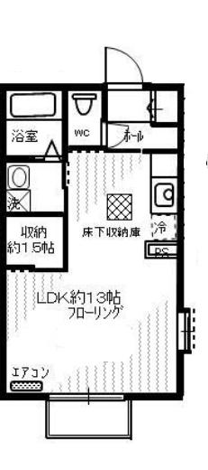 ベルフルール北町(ワンルーム/2階)の間取り写真