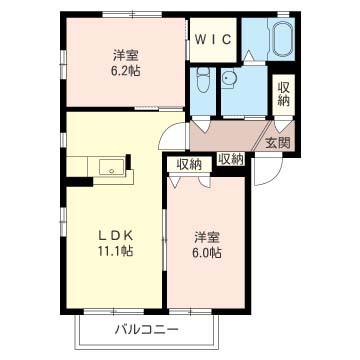 クレージュIII(2LDK/2階)の間取り写真