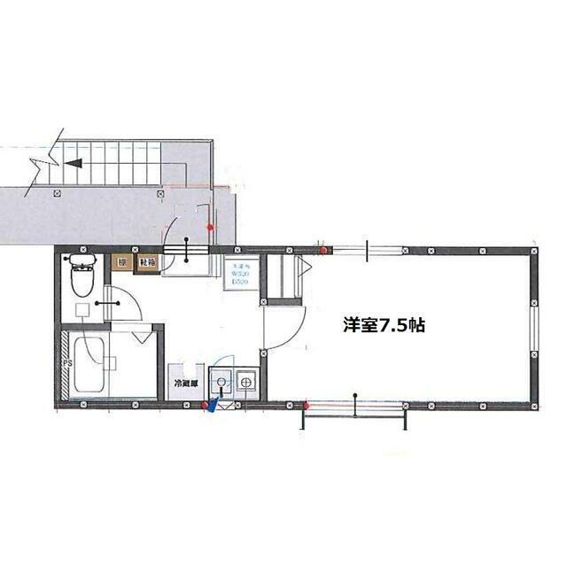 ハウズライフ本厚木駅前館(1K/2階)の間取り写真