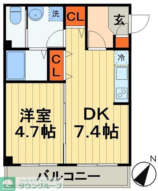 シトラスユノス京葉蘇我(1DK/1階)の間取り写真