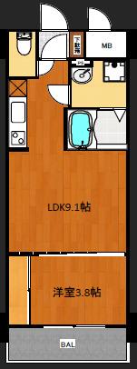 GRANDPLACE谷町(1LDK/7階)の間取り写真