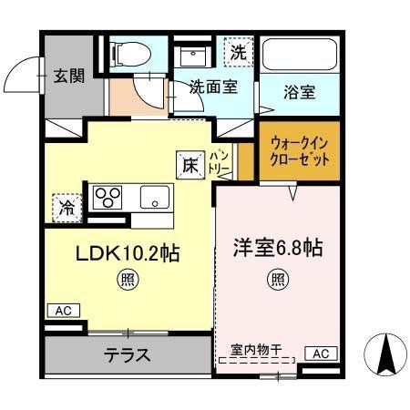 DーROOM 栄2丁目(1LDK/1階)の間取り写真