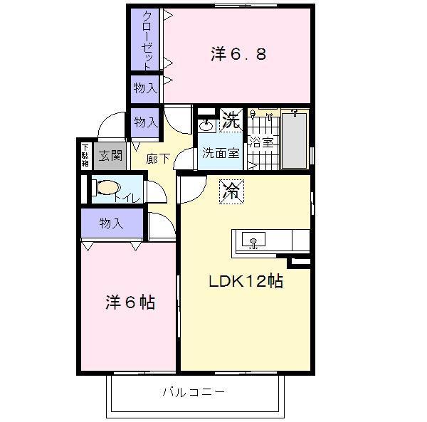 ファミール田井城C棟(2LDK/2階)の間取り写真