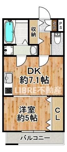 アルブルカスガデ(1DK/1階)の間取り写真