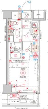 クレヴィスタ武蔵中原(1K/5階)の間取り写真
