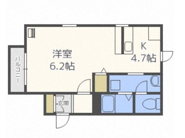 レストパークI(1K/2階)の間取り写真