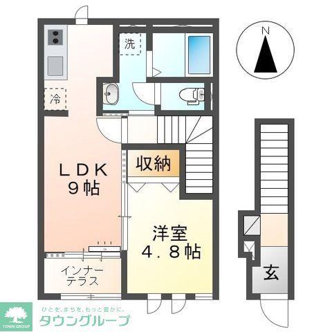 OLIVE TERRACE(1LDK/2階)の間取り写真