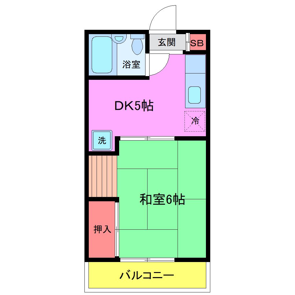 コーポクボデラ(1DK/2階)の間取り写真