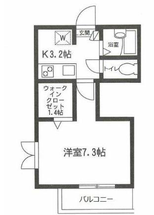 モンテベルデ(1K/2階)の間取り写真