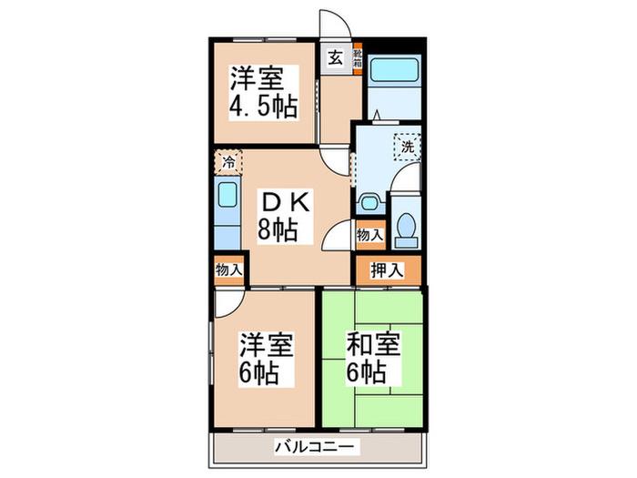 パストラルハイム(3DK/1階)の間取り写真