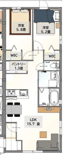 グローブテラス(2LDK/2階)の間取り写真