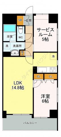 ジェイシティ八丁堀(2LDK/6階)の間取り写真