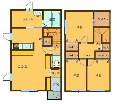 GREEN HILLS A(3LDK/1階)の間取り写真