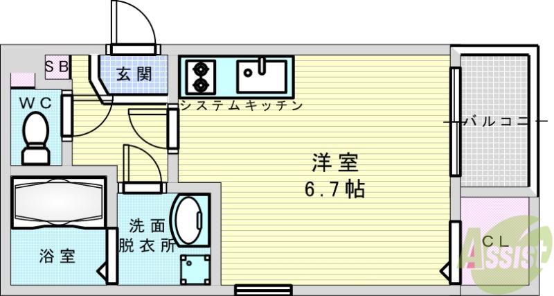 ハーモニーテラス歌島2(ワンルーム/2階)の間取り写真