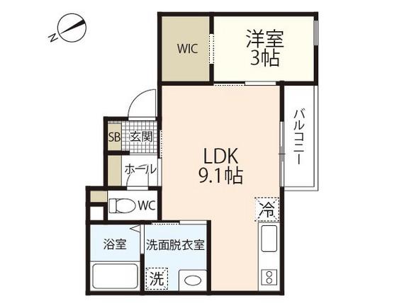 VIVI五日市(1LDK/2階)の間取り写真
