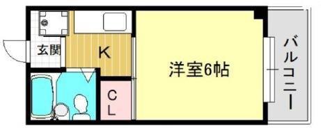 山手ダイヤハイツB(1K/4階)の間取り写真