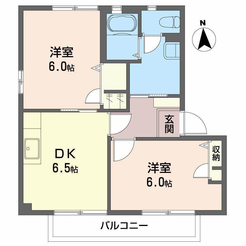 ヴィラージュマルイ C棟(2DK/1階)の間取り写真