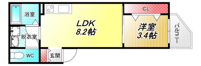 FSTYLE大蓮東1号館(1LDK/3階)の間取り写真