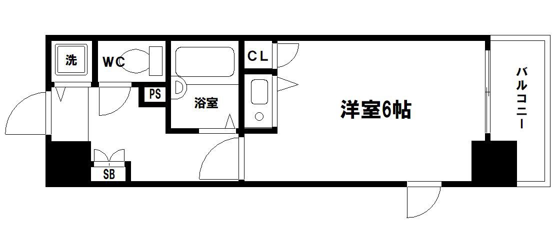 リーガル天神橋(ワンルーム/7階)の間取り写真