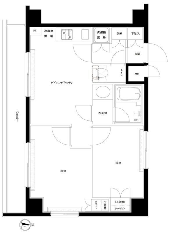ルーブル高田馬場弐番館(2DK/1階)の間取り写真
