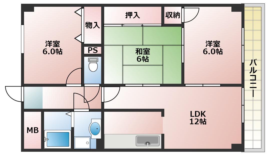 ハイツゴールド(3LDK/2階)の間取り写真