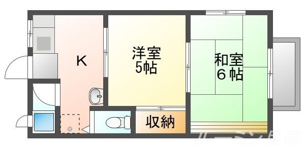 ハイツあこや(2K/1階)の間取り写真